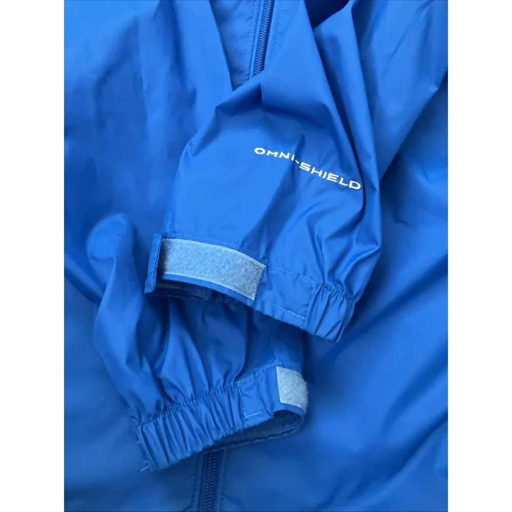 Columbia Men's M Omni-shield Blue Navy Windbreaker Rain Jacket Hood Packable